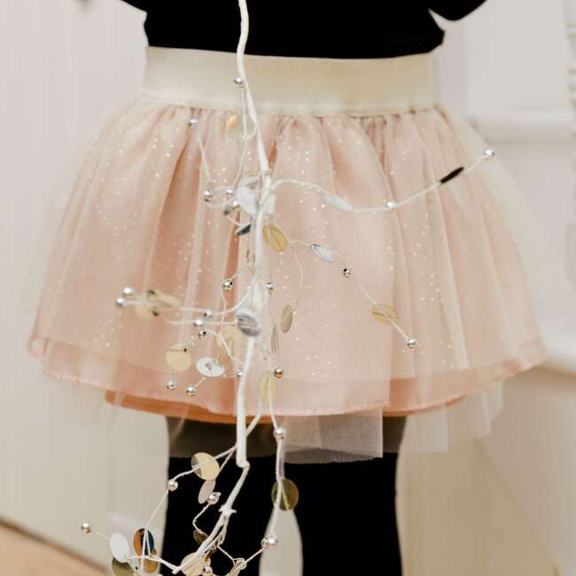 Long Sleeve Dress With Mesh Skirt, Black And Beige - Dresses - 4