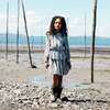 Long Sleeve Crinkle Dress, Silver Grey - Dresses - 3