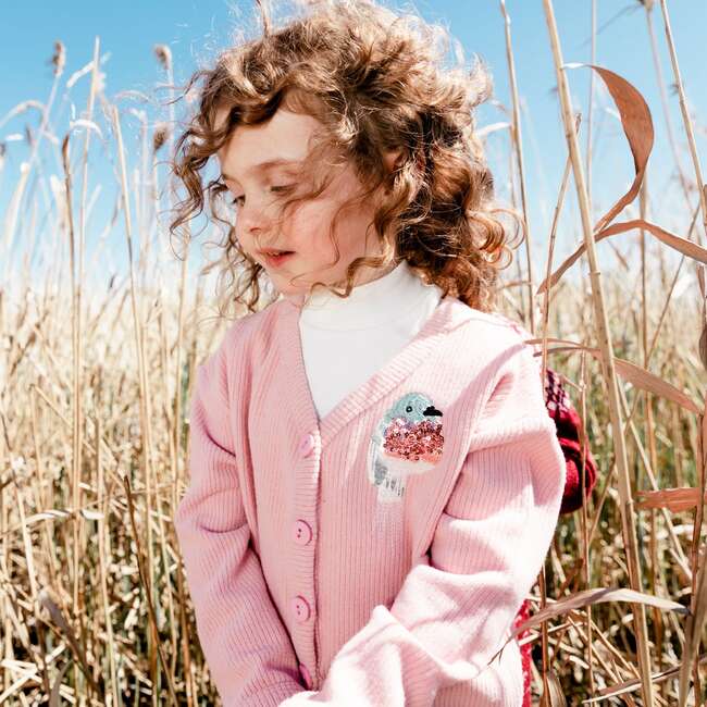 Long Sleeve Cardigan, Silver Pink - Cardigans - 2