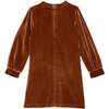 Long Sleeve Dress With Frill, Ocher - Dresses - 4 - thumbnail