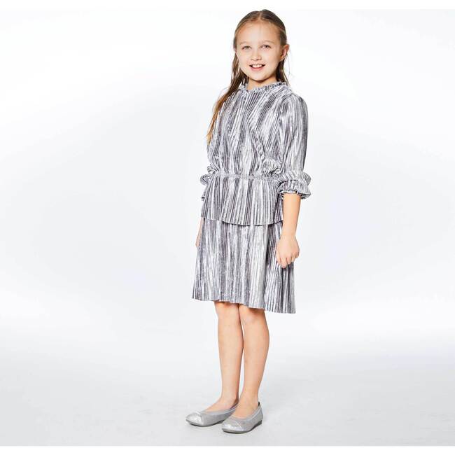 Long Sleeve Crinkle Dress, Silver Grey - Dresses - 5