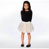 Long Sleeve Dress With Mesh Skirt, Black And Beige - Dresses - 6
