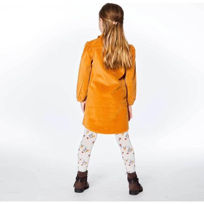 Long Sleeve Corduroy Shirt Dress With Frill, Ocher - Dresses - 5