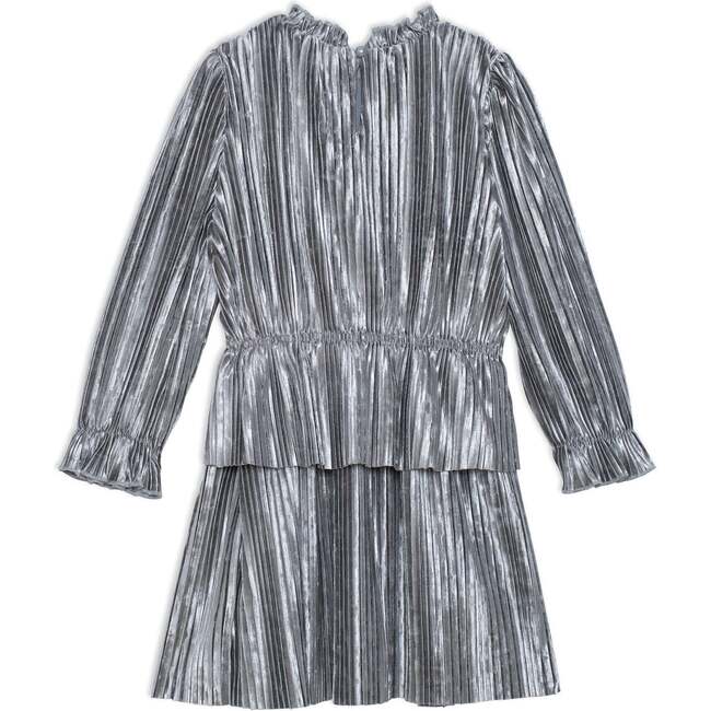Long Sleeve Crinkle Dress, Silver Grey - Dresses - 6