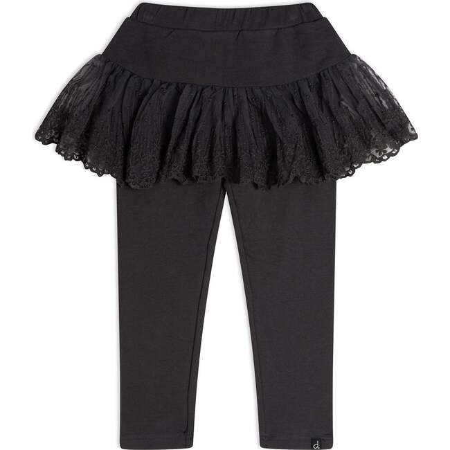 Lace Skirt Legging, Dark Grey - Leggings - 1