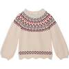 Knitted Long Sleeve Sweater, Off White And Burgundy - Sweaters - 1 - thumbnail
