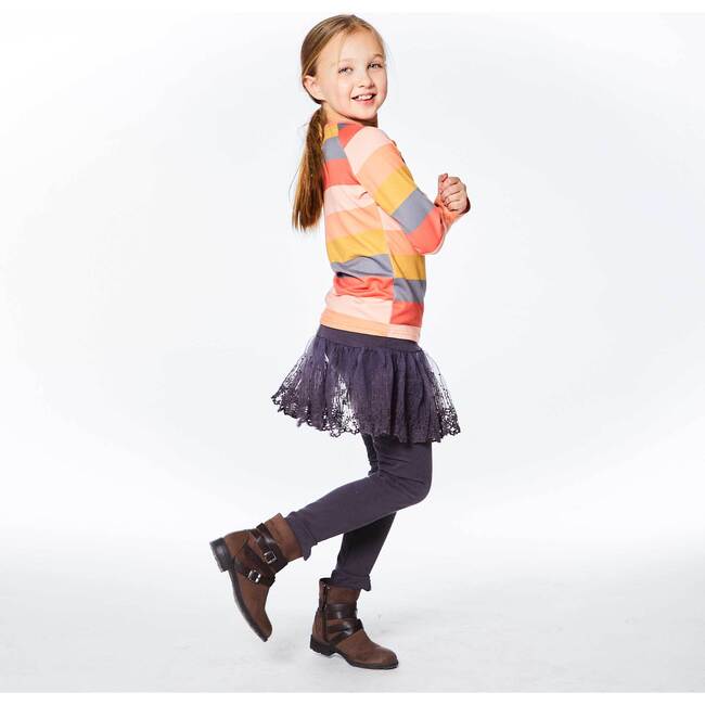 Lace Skirt Legging, Dark Grey - Leggings - 4