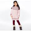 Knitted Long Sleeve Dress, Silver Pink And Burgundy - Dresses - 4 - thumbnail