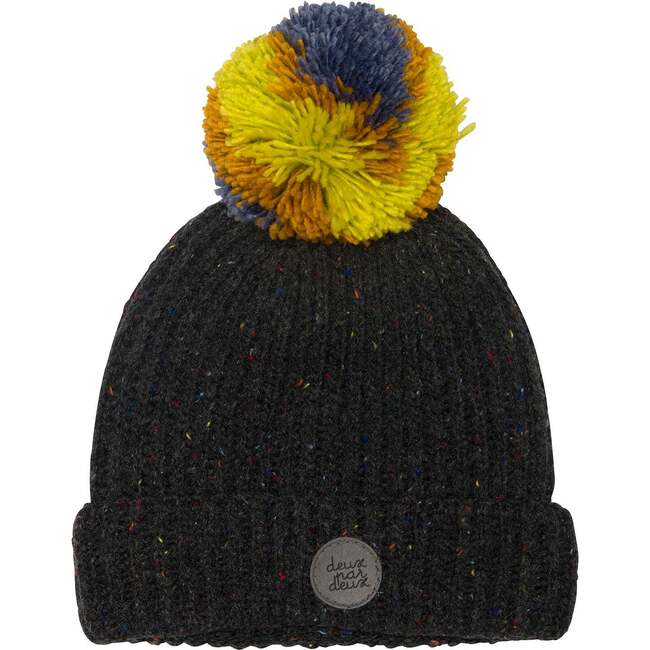 Knit Hat With Pompom, Black