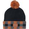 Knit Hat With Checked Print, Black - Hats - 1 - thumbnail