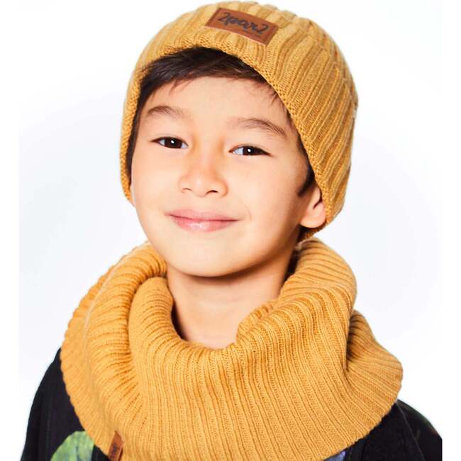 Knit Hat, Brown-Yellow - Hats - 5