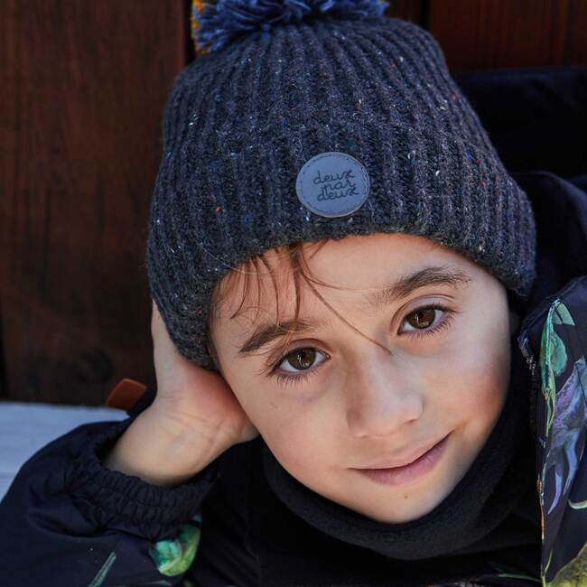 Knit Hat With Pompom, Black - Hats - 4