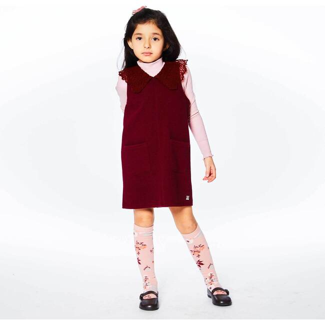 Jumper With Pocket, Burgundy - Dresses - 3