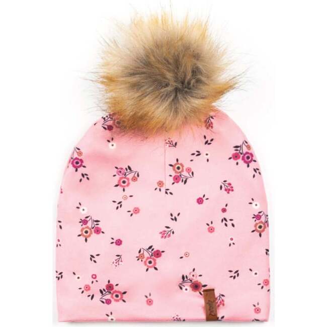 Jersey Hat With Printed Flowers, Peach Pink And Black