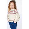 Knitted Long Sleeve Sweater, Off White And Burgundy - Sweaters - 6