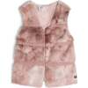 Fake Fur Sleeveless Vest, Silver Pink - Vests - 1 - thumbnail