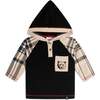 Hooded Top And Pant Set, Black And Beige Plaid - Mixed Apparel Set - 4
