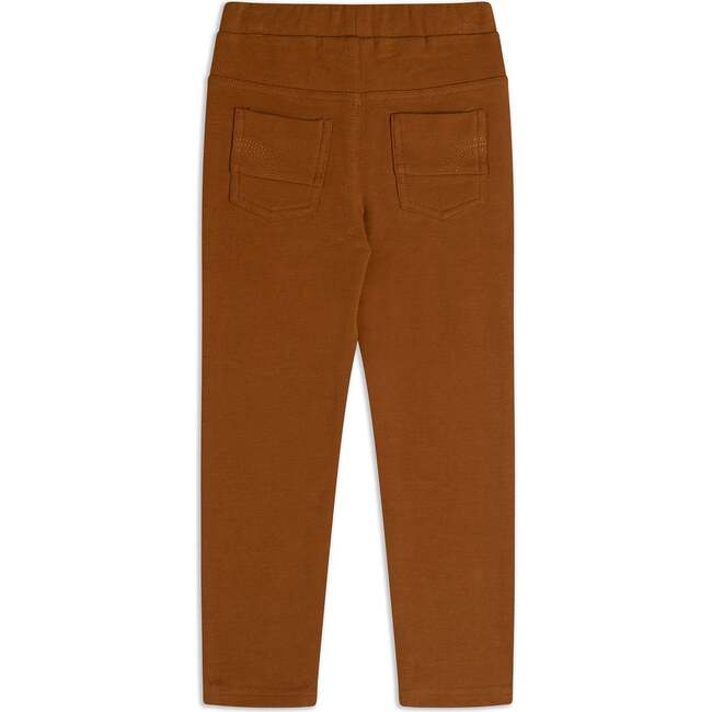 Fleece Legging With Knee Applique, Golden Brown - Leggings - 3