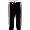 Cut And Sew Velvet Pants, Black With Pink Stripes - Sweatpants - 1 - thumbnail