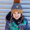 Earflap Knit Hat, Grey And Yellow - Hats - 3