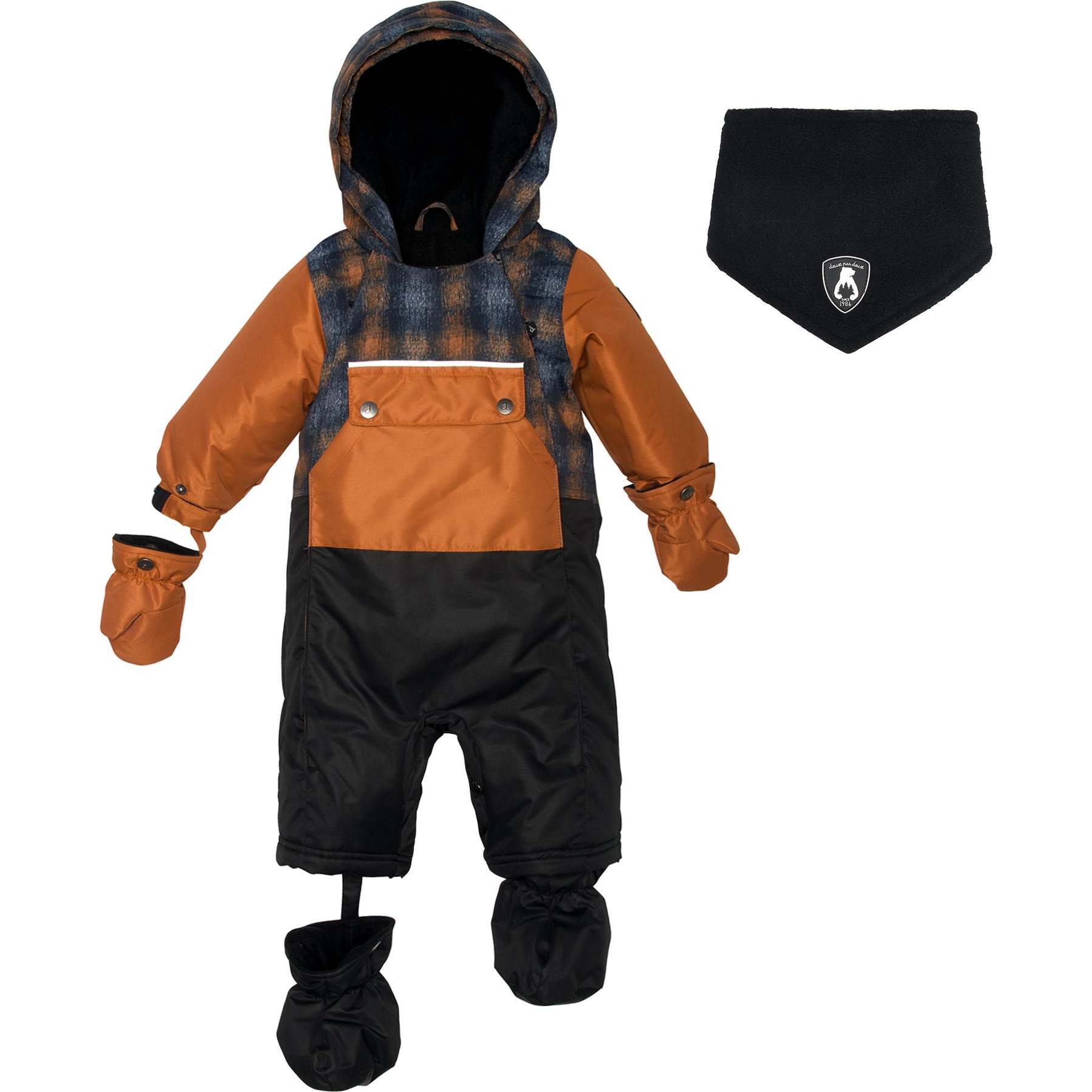 Checked Print One Piece Baby Snowsuit
