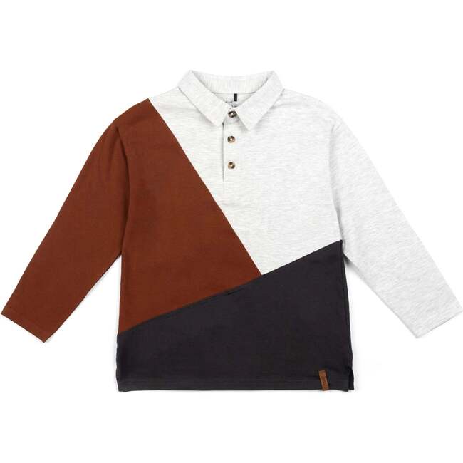 Colorblock Jersey Polo, Brown Dark Grey Oatmeal Mix