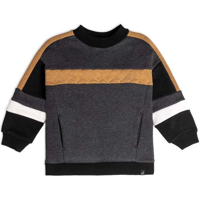 Colorblock Fleece Top, Dark Heather Grey
