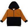 Hooded Fleece Cardigan With Zipper, Brown White Navy Blue - Sweatshirts - 1 - thumbnail