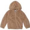 Hooded Fake Fur Vest, Beige - Cardigans - 1 - thumbnail
