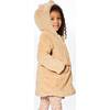 Hooded Fake Fur Coat, Beige - Jackets - 2