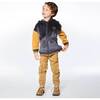 Hooded Plush Zipper Cardigan, Golden Yellow Heather Grey - Cardigans - 4