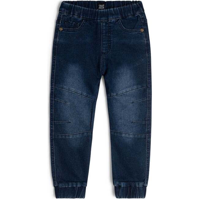 French Terry Denim Jogger, Navy Blue