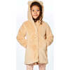 Hooded Fake Fur Coat, Beige - Jackets - 3
