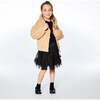 Hooded Fake Fur Vest, Beige - Cardigans - 4