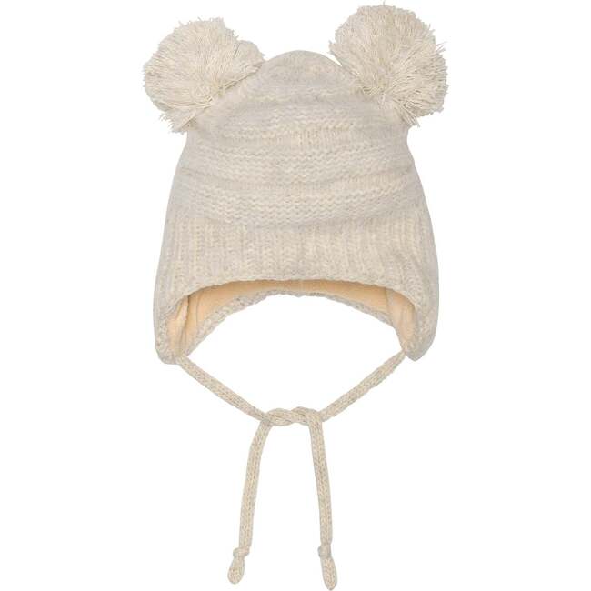 Baby Earflap Knit Winter Hat, Off White - Hats - 1