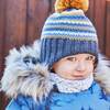 Baby Earflap Winter Hat, Grey Yellow And Blue Striped - Hats - 2