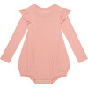 Fall Rose Waffle Long Sleeve Ruffled Bubble Romper - Rompers - 1 - thumbnail