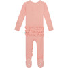 Fall Rose Waffle Ruffled One Piece Zippered Footie - Onesies - 2