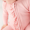 Fall Rose Waffle Ruffled One Piece Zippered Footie - Onesies - 3
