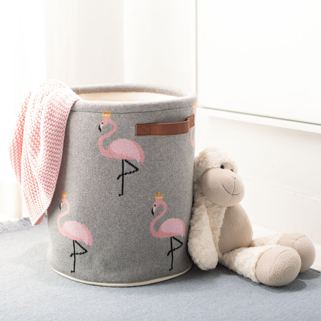 Flora Flamingo Basket, Grey