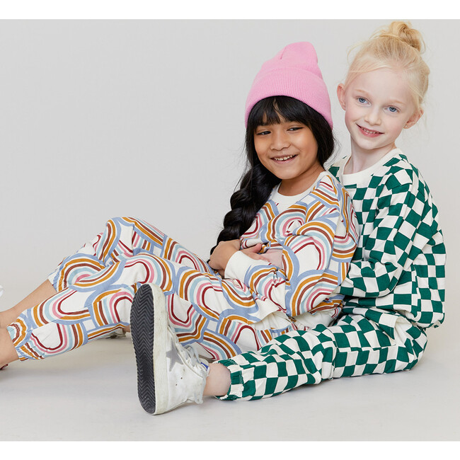 Kids Organic Sweatpants, Evergreen Check - Sweatpants - 4