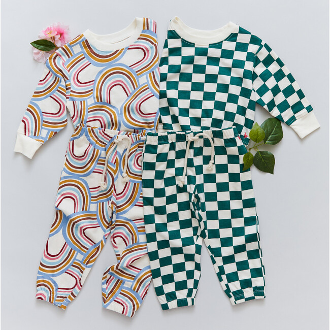 Kids Organic Sweatpants, Evergreen Check - Sweatpants - 5