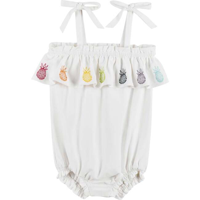 Baby Girls Pineapple Bubble Playsuit, White