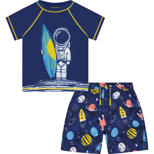 Boys Astronaut Surfer Swim Set, Blue - Rash Guards - 1