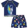 Boys Astronaut Surfer Swim Set, Blue - Rash Guards - 1 - thumbnail