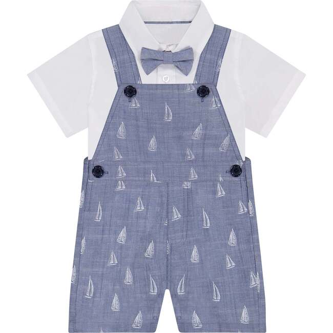 Baby Buttondown And Overall Set, White