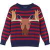 Boys Moose Graphic Sweater, Red - Sweaters - 1 - thumbnail