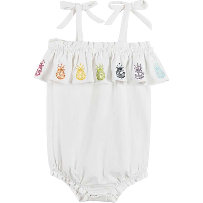 Baby Girls Pineapple Bubble Playsuit, White
