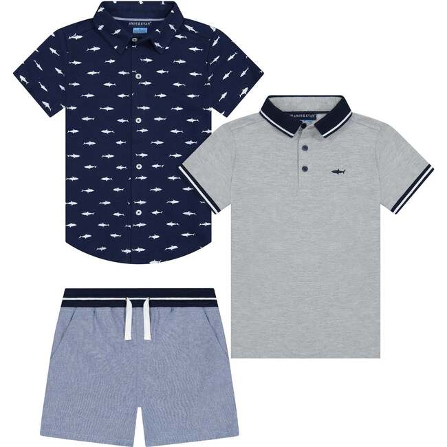 Boys 3-Piece Buttondown Set, Navy