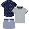 Boys 3-Piece Buttondown Set, Navy - Mixed Apparel Set - 1 - thumbnail